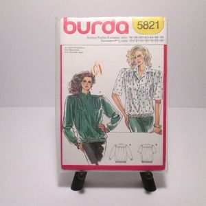 Burda Sewing Pattern 5821: Misses Blouse Tops Sizes: 10 - 40